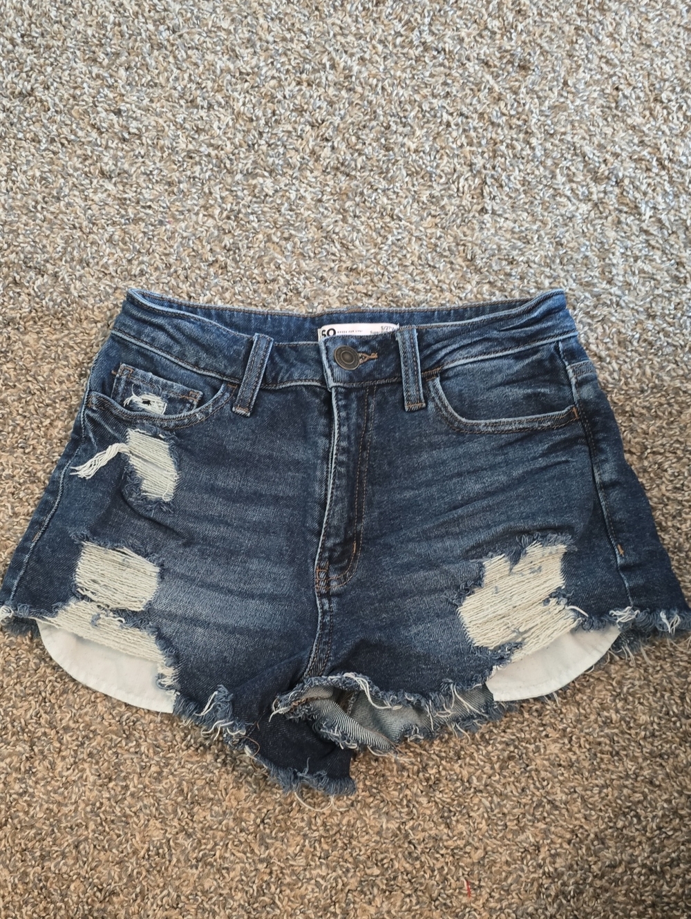 SO Distressed Dark Blue Denim Jean Shorts
